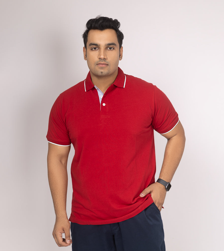 Plus Size Solid Polo T Shirt Sizeupp