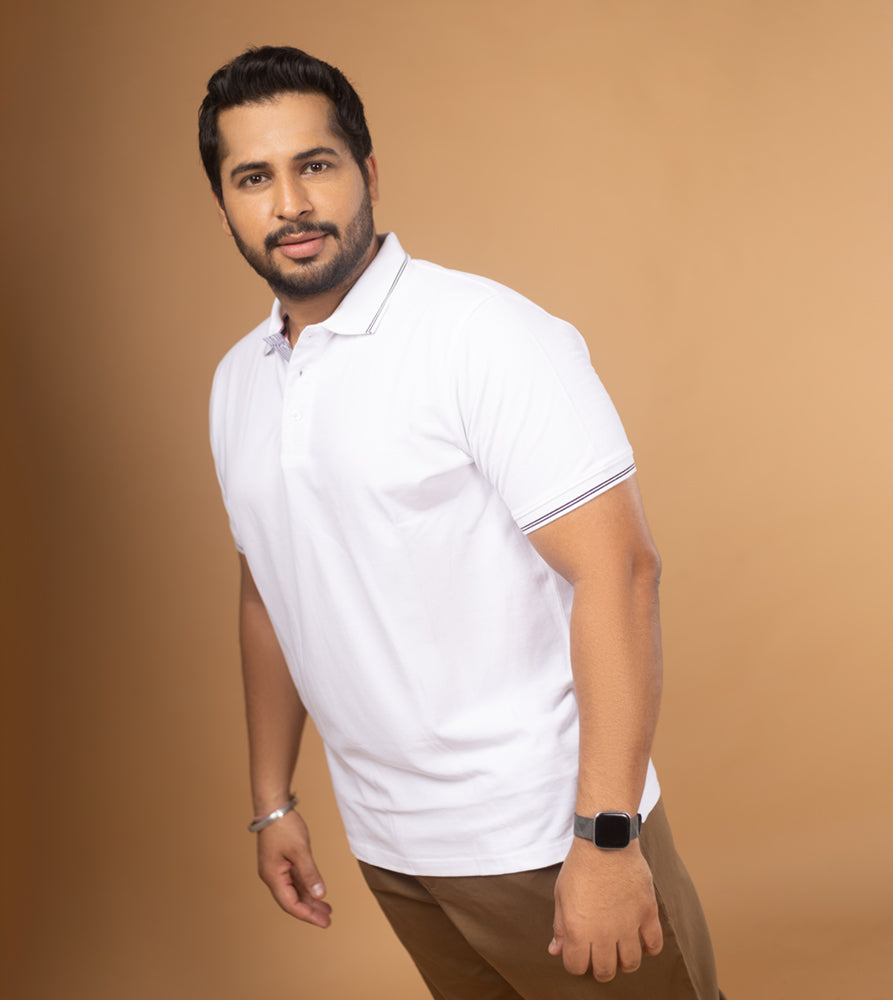 Plus size white polo shirt best sale